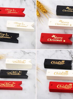 圣诞节吊牌烫金新礼物装饰吊卡礼品标签伴手礼挂牌红色圣诞卡片-Q