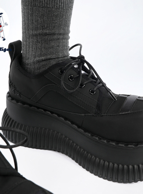 purple tiger【原创】十字架亚文化小皮鞋2025增高暗黑厚底单鞋