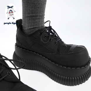 2025增高暗黑厚底单鞋 purple 十字架亚文化小皮鞋 原创 tiger