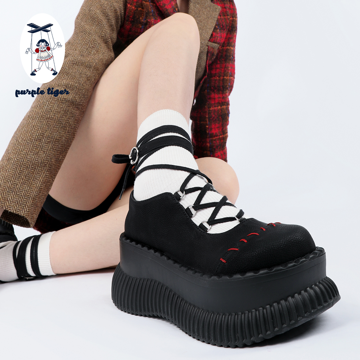 小众设计厚底鞋绑带玛丽珍小皮鞋