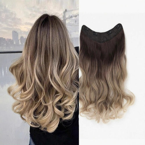 假发女长发一片式V型接发片蓬松