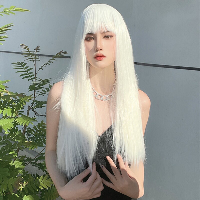 厂家直销假发女长直发空气刘海长发快手抖音红人同款仿真假发头套