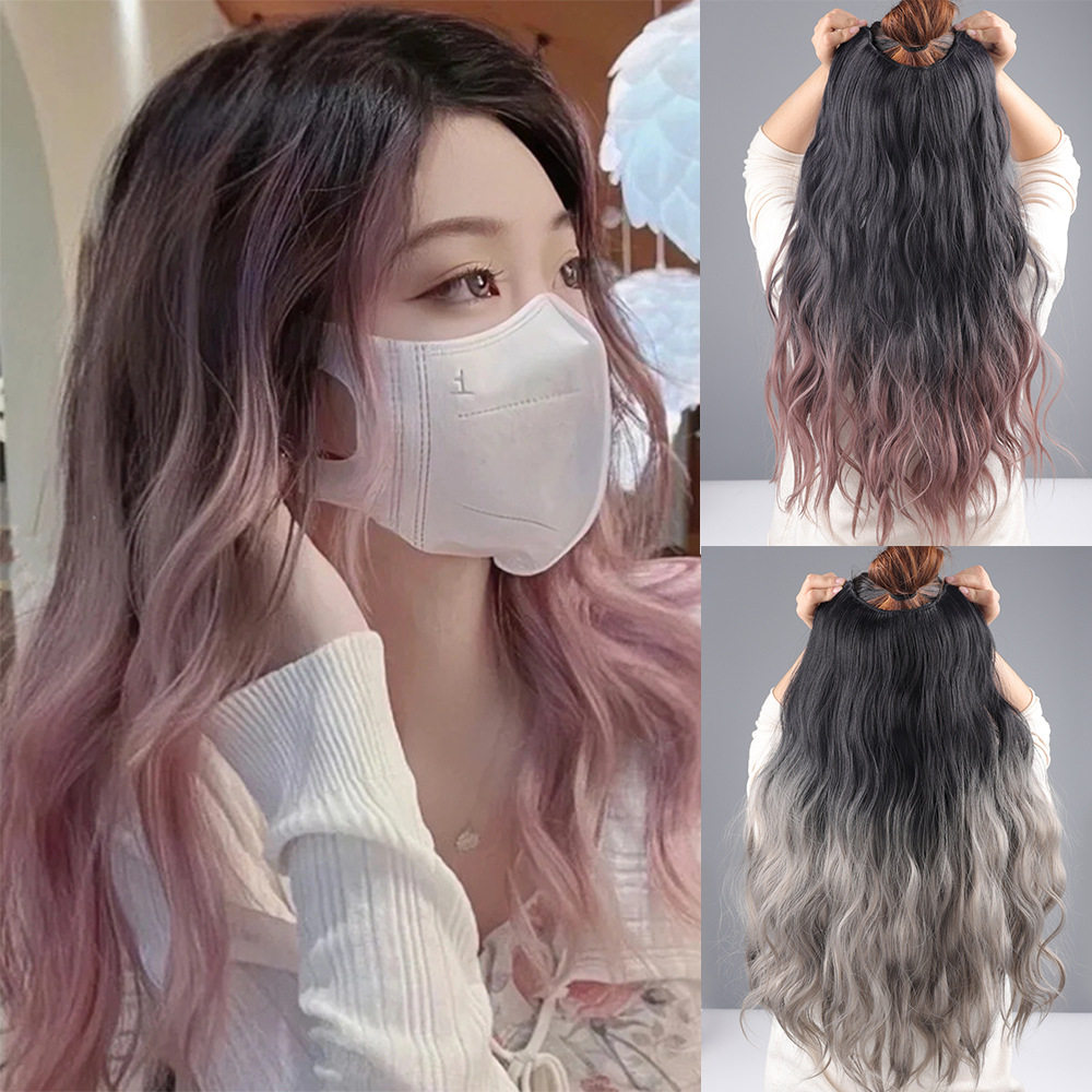 辣妹巴黎画染V型假发片女渐变