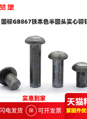 国标GB867铁本色半圆头实心敲击铁铆钉M2M2.5M3M4M5M6M8M10M12M16