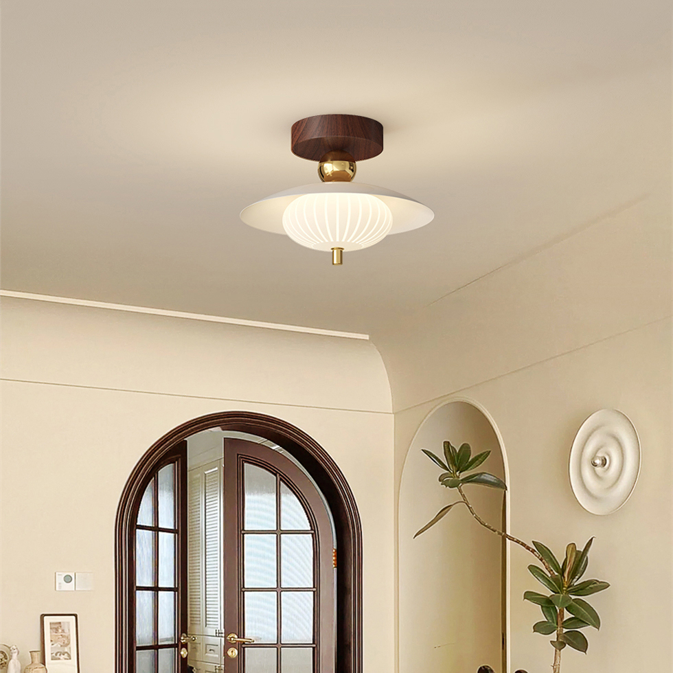 中古风过道灯时尚创意飞碟吸顶灯法式复古阳台走廊玄关入户门厅灯