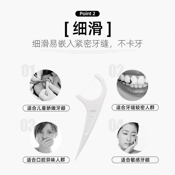 思美客柔软细线牙线棒家用超细牙签带线剔牙线扁线大包装袋装细滑