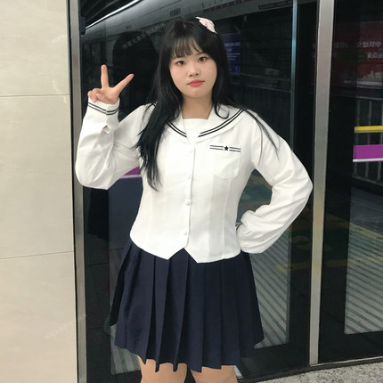 仲夏元素水手服JK套装原创大码制服日系学院风小个子白色上衣女
