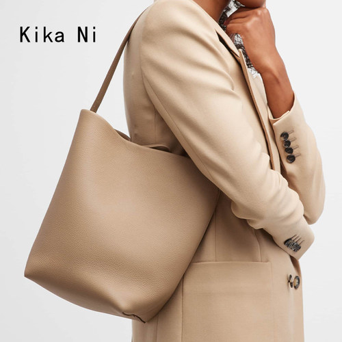 kikani牛皮水桶包大容量通勤女包