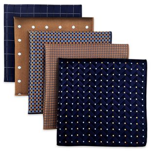 5 Pieces Mens Pocket Squares Wedding Handkerchiefs Set Fashi