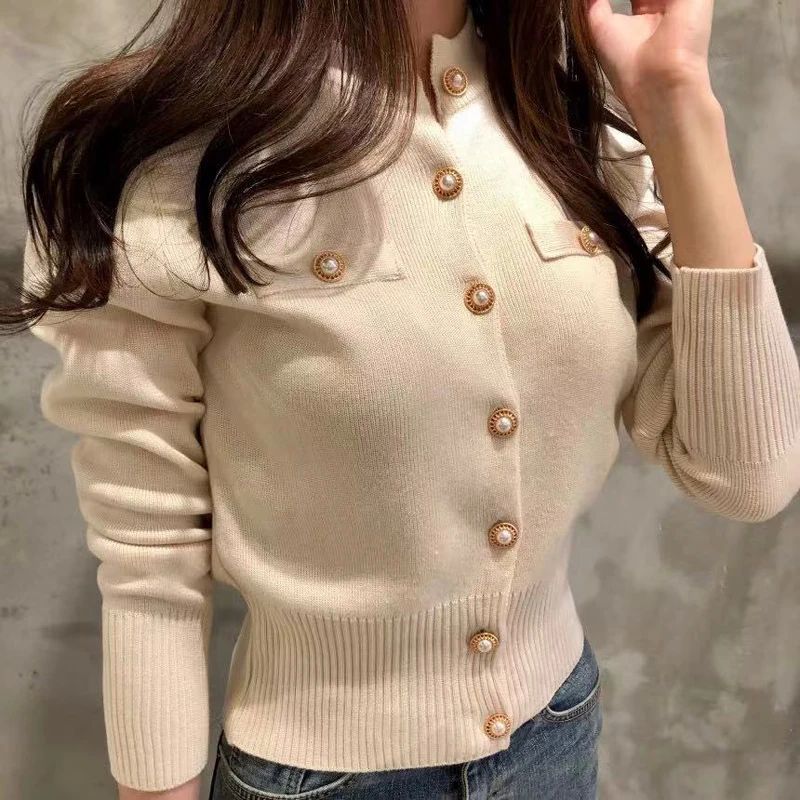 Autumn Long Sleeve Fashion Women Cardigans Sweater Knitted C