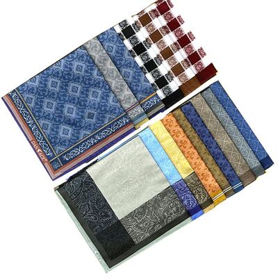 3Pcs 43x43cm Vintage Classic Plaid Printed Men Handkerchiefs