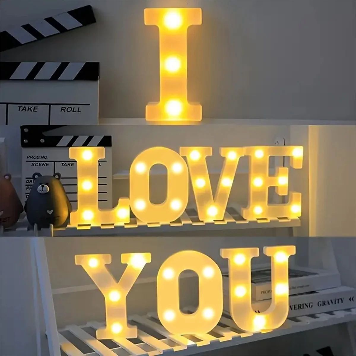 1pc White Decorative Led Light Up 6.3'' Number Letters Sign