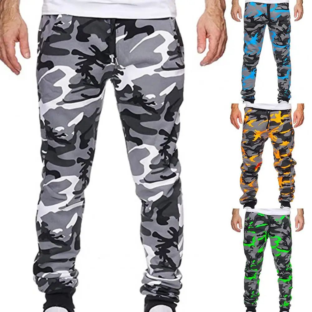 Stylish Men Pants Jogger Mid Waist Comfortable Camouflage Sr