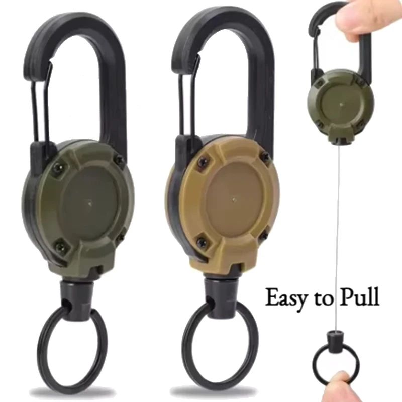 2Pcs Outdoor Retractable Key Chains Anti-theft Metal Easy-to