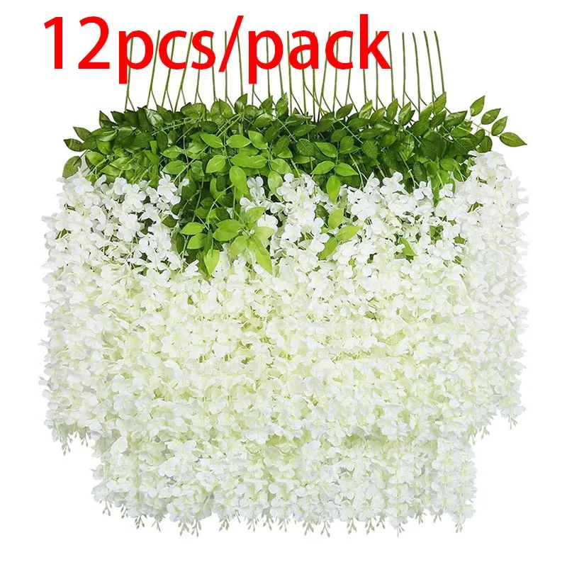 12pcs Artificial Wisteria Flowers String Hanging Garland Out