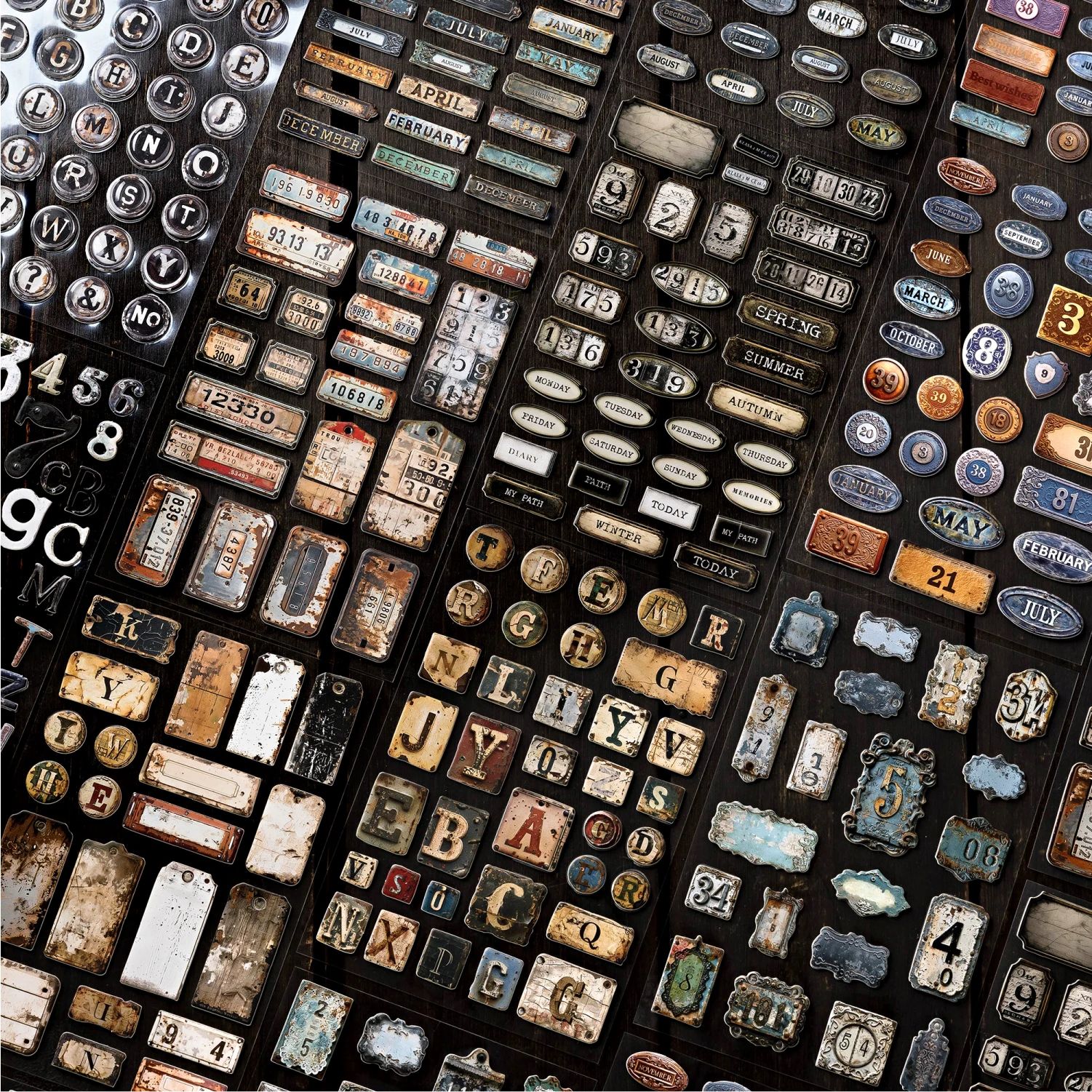 2pcs 3D Stereoscopic Die cut ers Rust pigment Theme Decorati