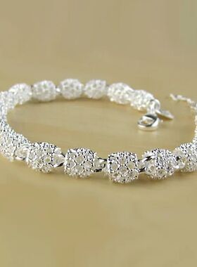 925 Silver Flower Beads Charm Bracelets For Women Hollow Bal