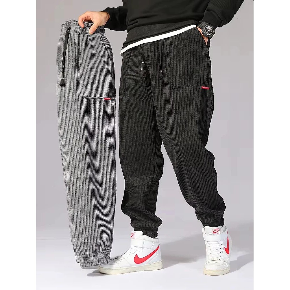 Baggy Corduroy Sweatpants Men Solid Color Casual Autumn Wint