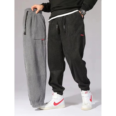 Baggy Corduroy Sweatpants Men Solid Color Casual Autumn Wint