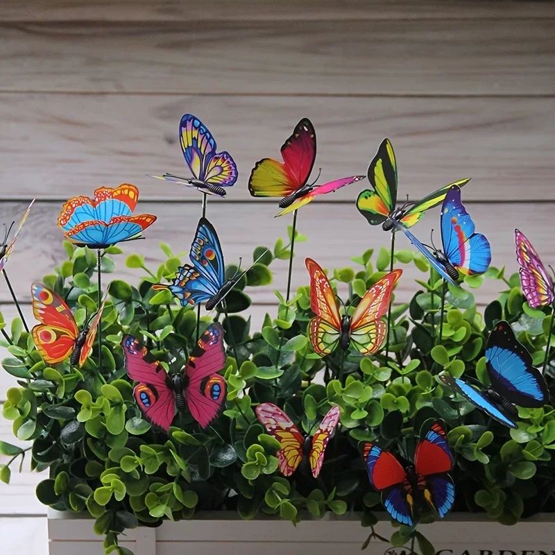 10pcs Colorful Butterfly Stakes, 3D Artificial Butterfly Dec