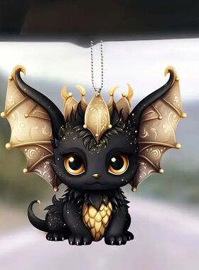 Black Dragon Halloween Pendant Cartoon 2D Flat Acrylic Keych