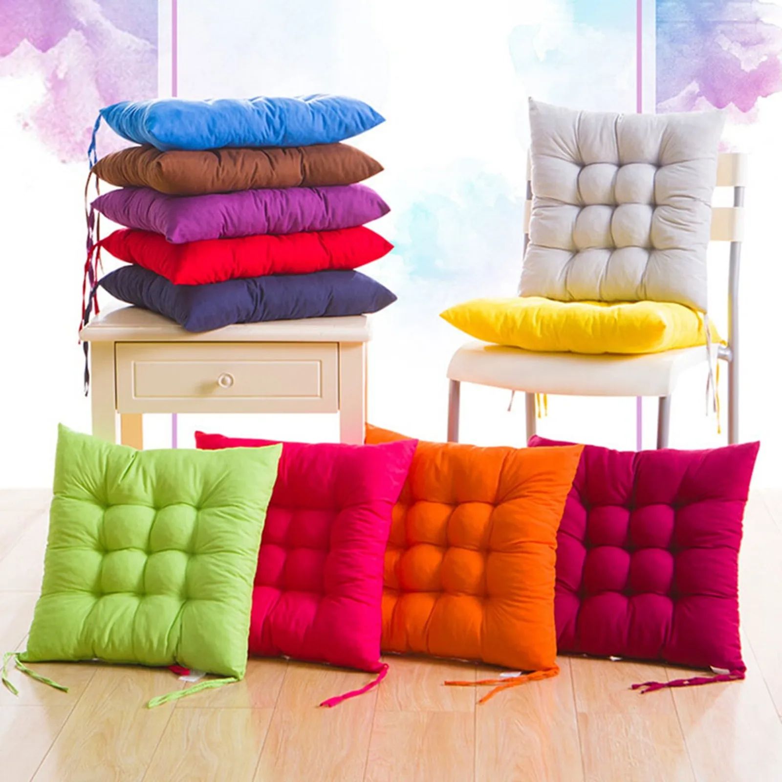40cm Throw Pillow Chair Fixed Rope Non-Slip Seat Cushion Nap