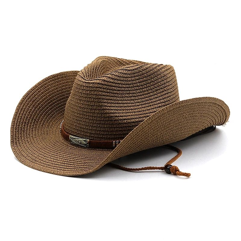 Women Men Cowboy Hat Summer Wide Brim Western Cowgirl Straw