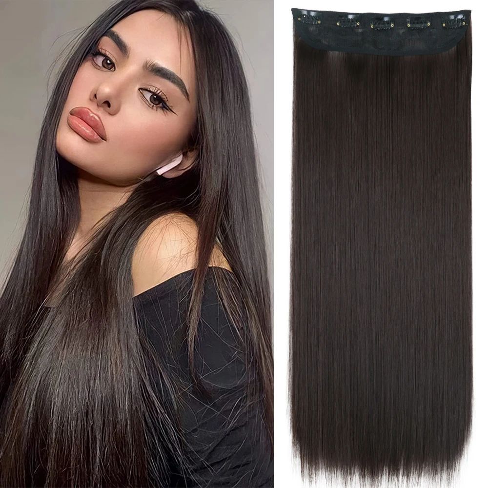 Synthetic Long Straight Clip In One Piece Hair Extension 5 C
