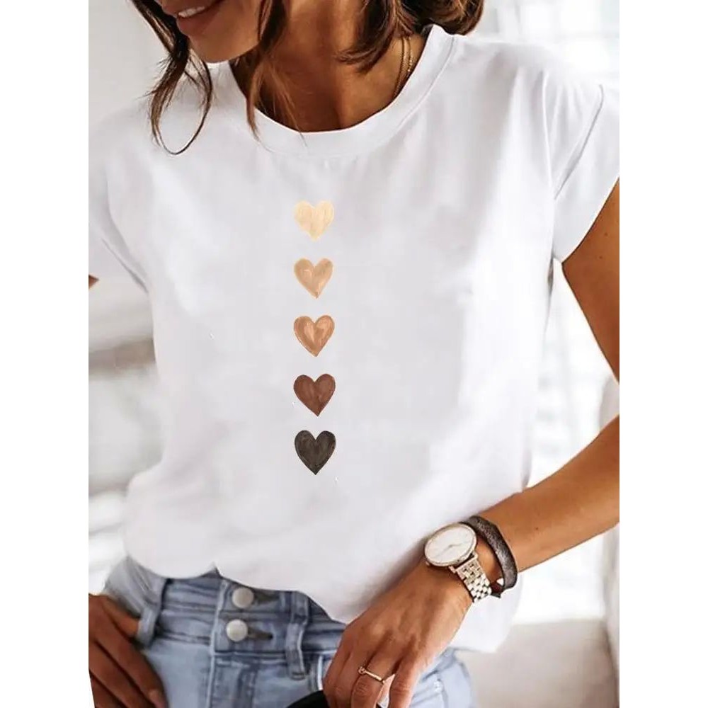 Short Sleeve Casual Ladies Fashion Female Graphic Tee Women