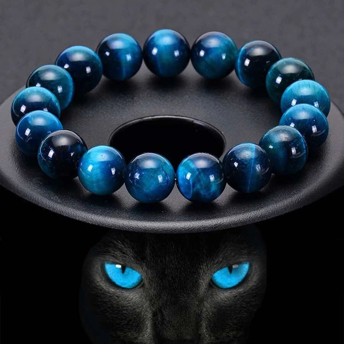 1Pc 6/8/10mm Minimalist Blue Tiger Eye Stone Beaded Bracelet