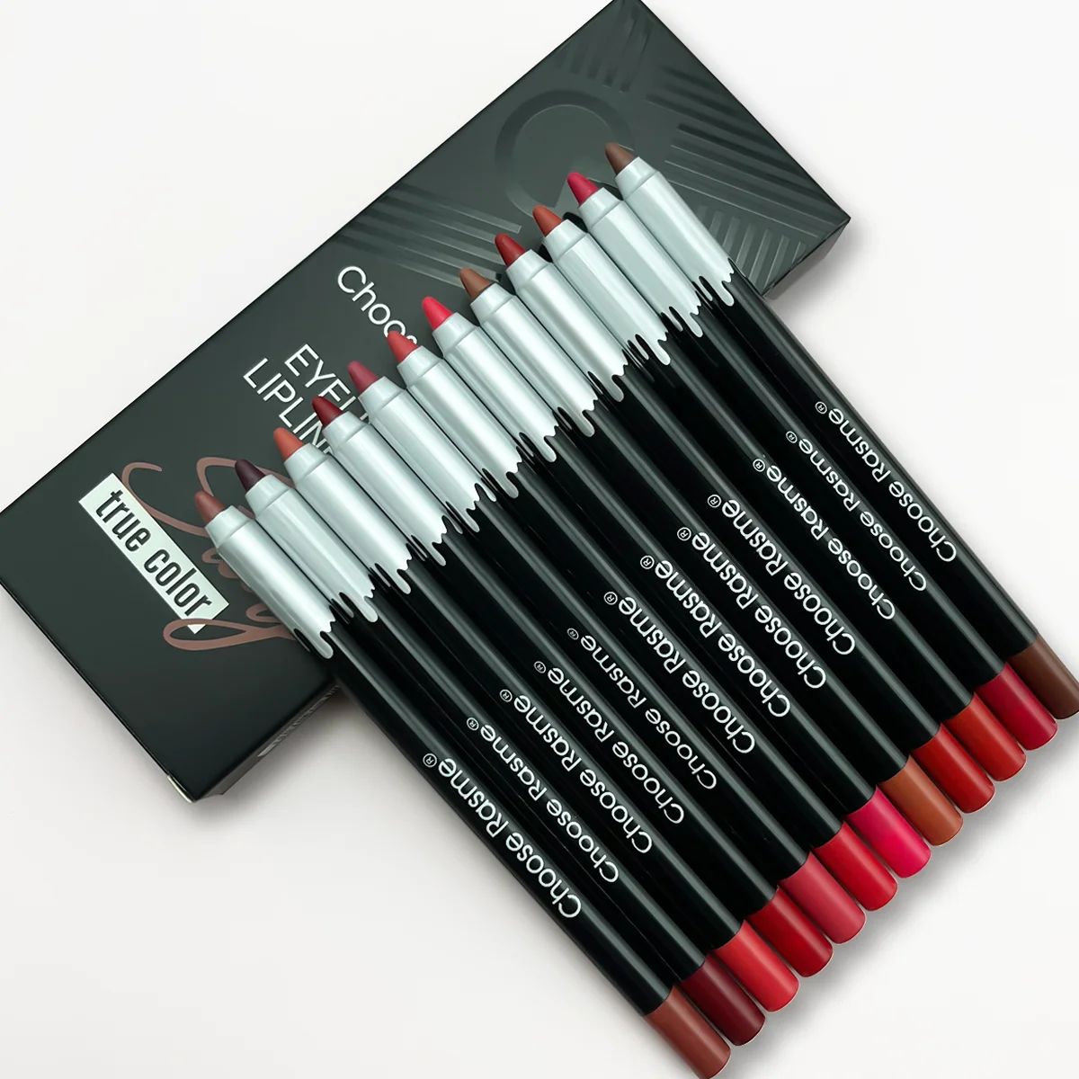 12 color matte lip liner set, lipstick pen in 12 colors, gif
