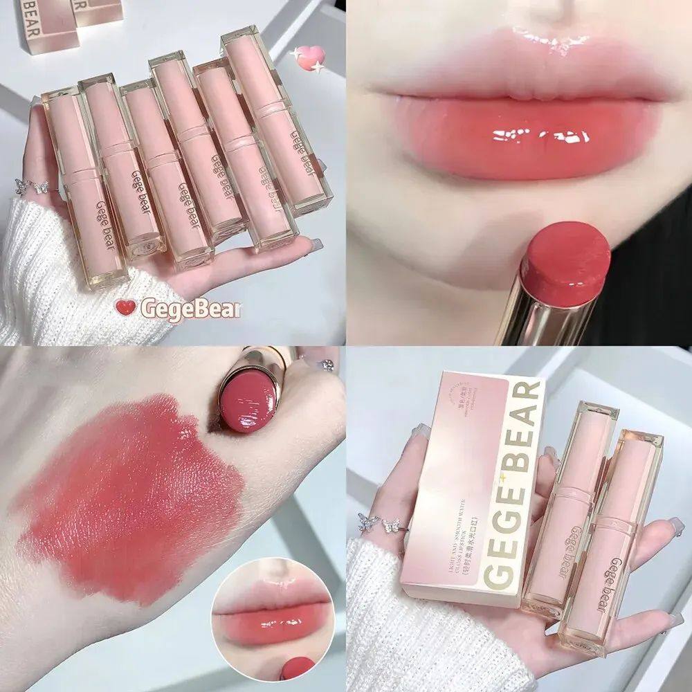 Silky Glossy Lipstick Gege Bear Pump Lips Moisture Water Bom