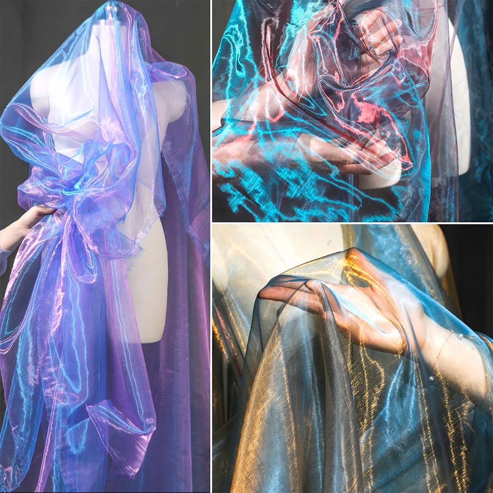 100X150cm Colorful Two-color Gradient Organza Mesh Fabric Fo