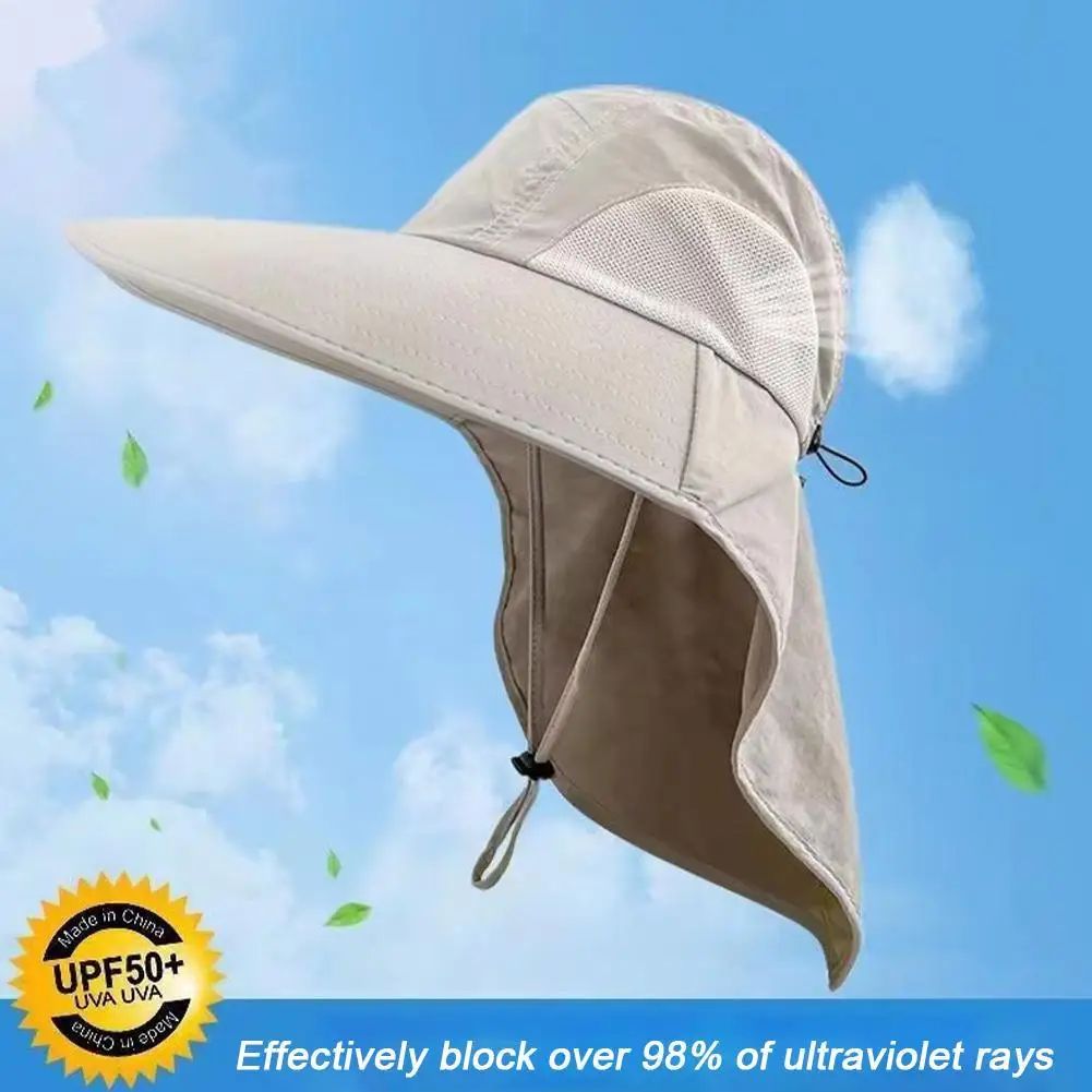 Men Women Summer Beach Sun Hat Breathable Adjustable Solid C