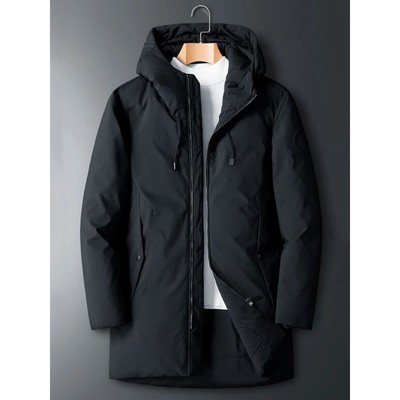 90% White Duck Down Men's Winter Puffer Jacket Hooded Windbr