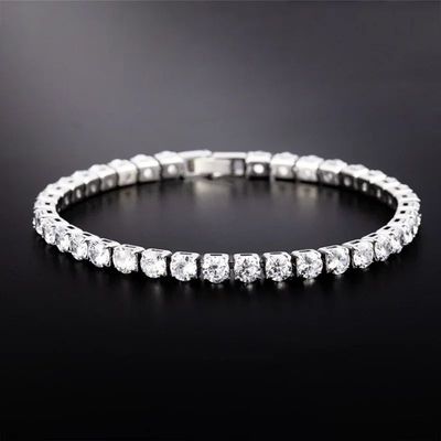 Luxury Hiphop Iced Out  4mm Cubic Zirconia Crystal Tennis Br