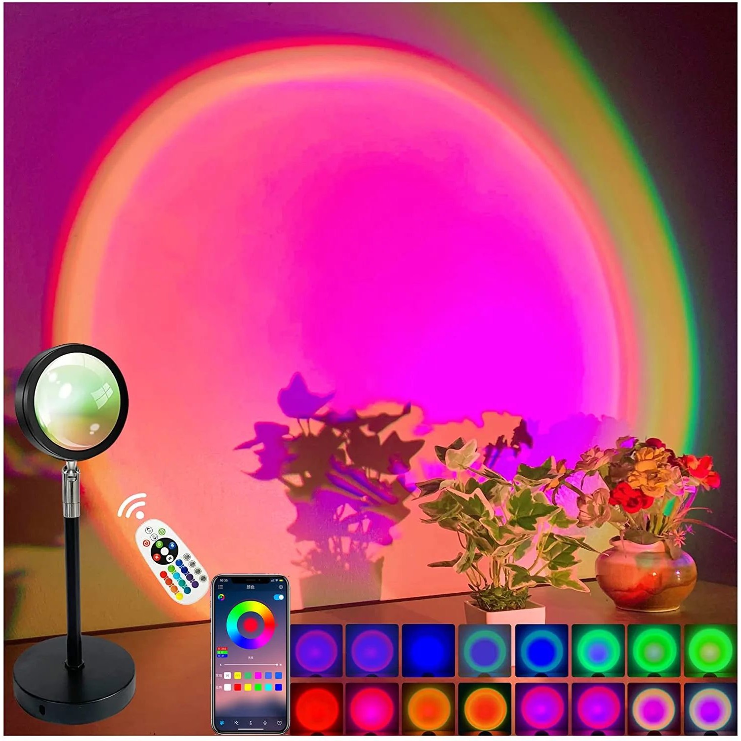 Smart Bluetooth Night Light Rainbow Sunset Projector Lamp fo