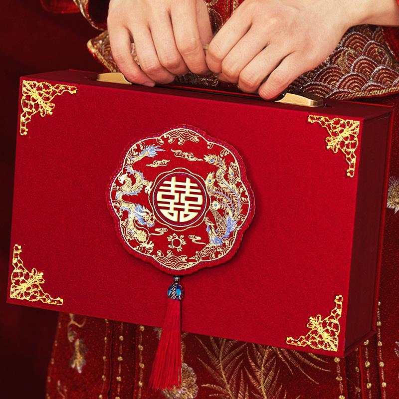 彩礼钱盒子订婚箱现金结布