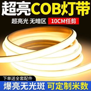 led灯带220v防水自粘超亮软灯条家用客厅吊顶氛围彩COB户外线形灯