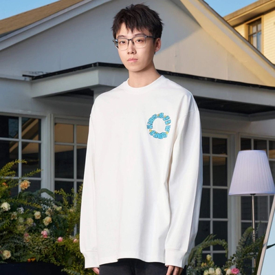 现货AFGK*1103陈泽联名星星长袖T恤环形logo国潮美式打底衫男女