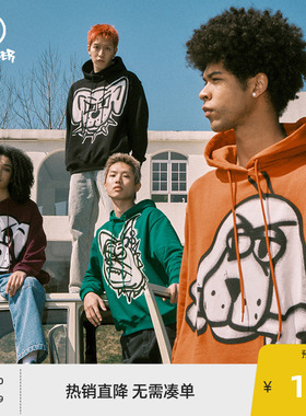 BEASTER小恶犬连帽卫衣男美式复古情侣款重磅帽衫