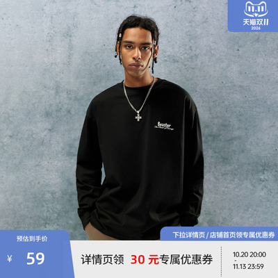 【beaster fe】大图案印花长袖T恤男女美式重磅纯棉秋季新款上衣