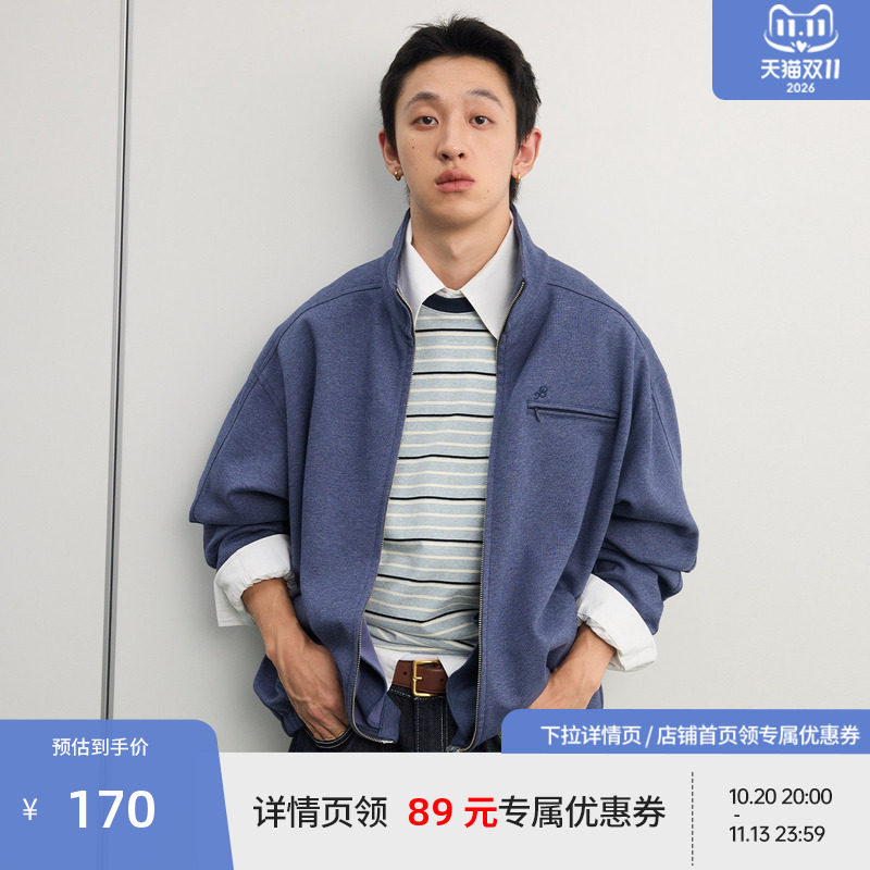 BEASTER立领美式夹克男女拉链情侣款早秋百搭针织外套上衣