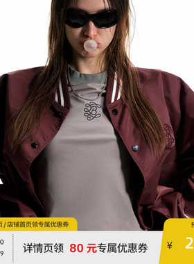 BEASTER贴布绣图案黑色夹克男美式休闲潮流新款翻领棒球服外套