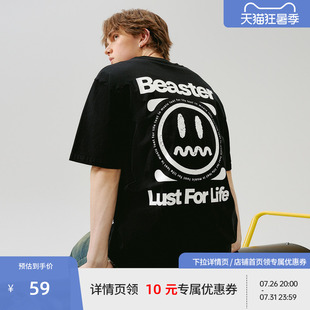Beaster简约logo印花宽松短袖T恤男美式休闲百搭上衣