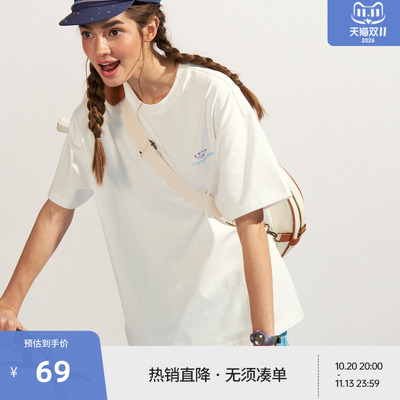 BEASTER吸湿速干凉感短袖T恤男2026年夏季胶印百搭白色上衣女