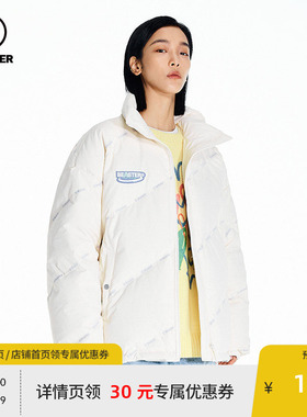 BEASTER奥莱鬼脸潮流斜线羽绒服情侣休闲防风保暖冬季外套