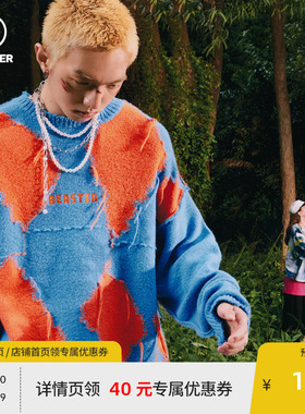 BEASTER奥莱潮牌时尚针织衫套头毛衣设计感刺绣秋上衣新款