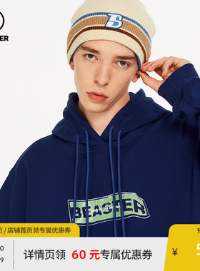 BEASTER奥莱印花抽绳连帽卫衣秋季宽松潮牌帽衫情侣款简约