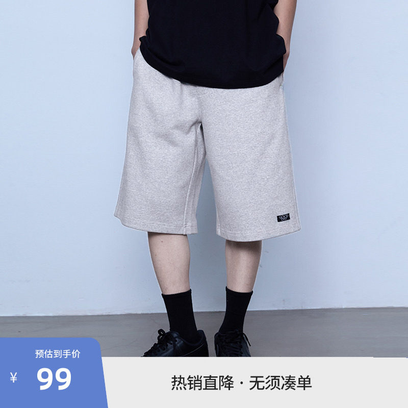 BEASTER370g重磅短裤男25夏新薄款抽绳灰色宽松百搭直筒休闲裤子图片